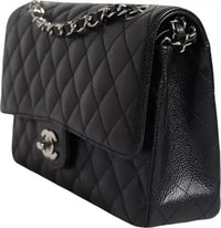 Chanel Black Caviar Medium Classic Double Flap Shoulder Quilted Silver Bag clutch bag Luxurious Weddings