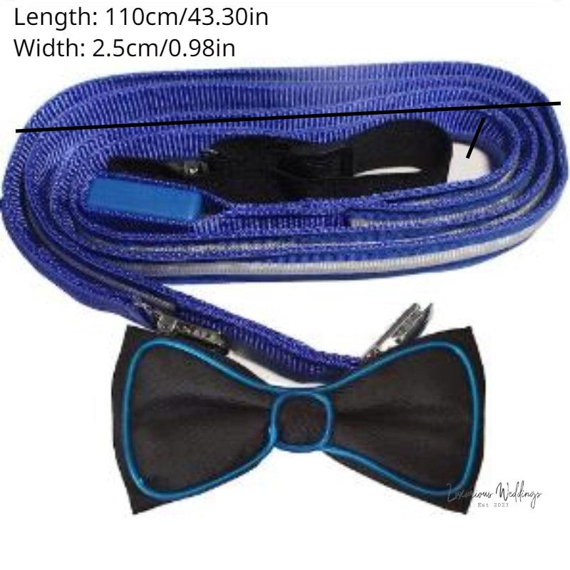 Light Up LED Suspenders and Bow Tie Set - Perfect for Parties and Weddings Supspenders Luxurious Weddings