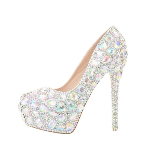 12cm/14cm Heels & Flats Crystal wedding shoes bling shoes Luxurious Weddings
