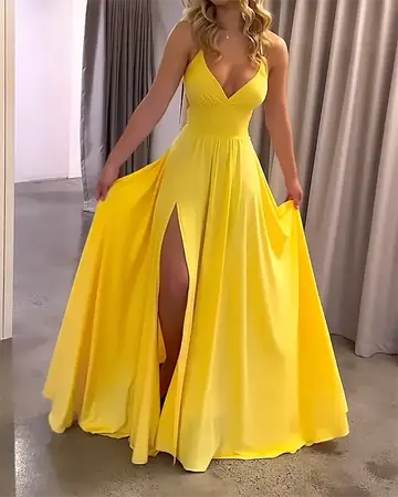 Strappy Dress with Color Slit formal dress Luxurious Weddings