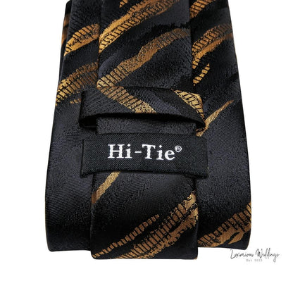 Premium Gatsby Themed Tie Set - Elegant Golden Black Striped Design Tie Set Luxurious Weddings