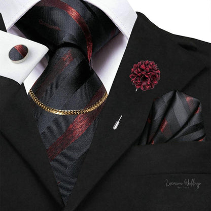 Premium Gatsby Themed Tie Set - Elegant Golden Black Striped Design Tie Set Luxurious Weddings