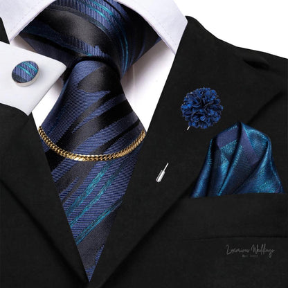 Premium Gatsby Themed Tie Set - Elegant Golden Black Striped Design Tie Set Luxurious Weddings