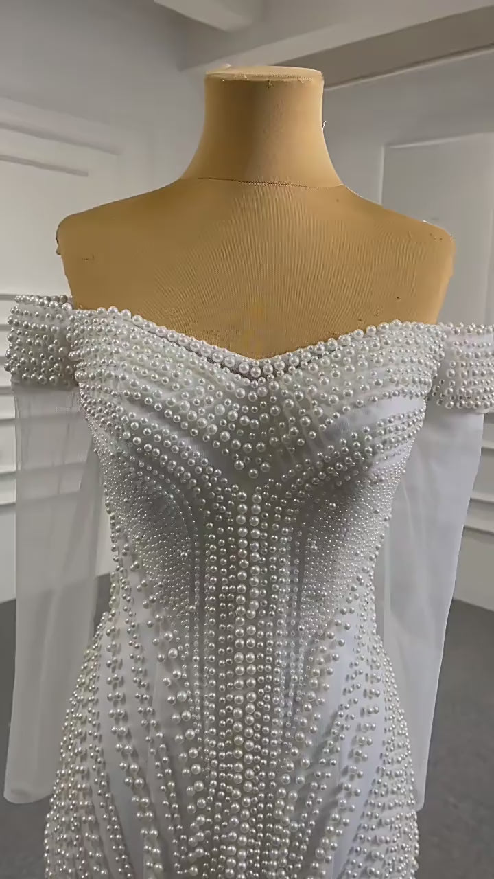 White Lace Beaded Mermaid Bridal Wedding Dress Wedding Dress Luxurious Weddings