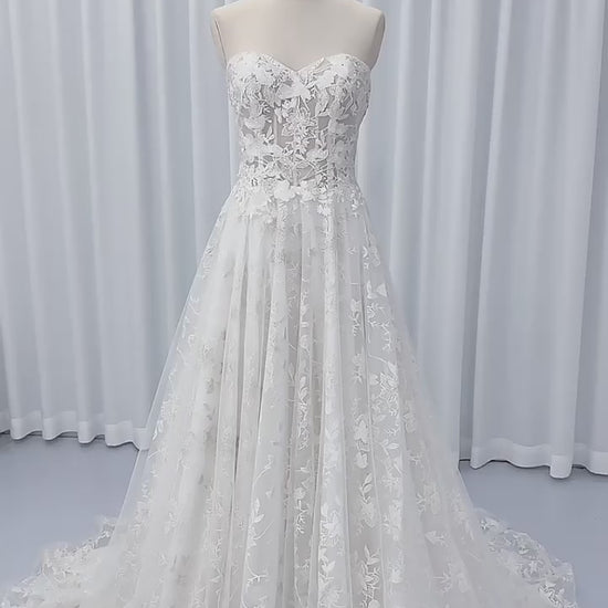 Boho Sweetheart Lace A-Line Wedding Dress Boho Wedding Dress Luxurious Weddings
