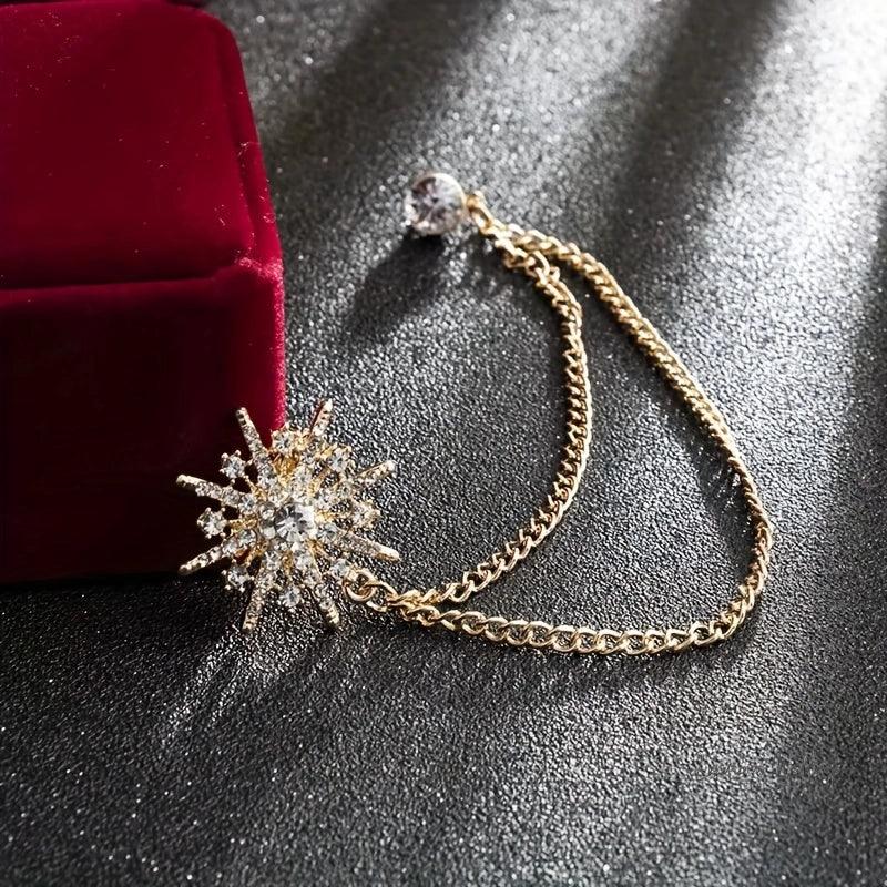 Rhinestone Suit Brooch - Elegant Alloy Accessory with Funky Design Suit Booch Luxurious Weddings