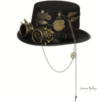 Steampunk Top Hat with Goggles - Victorian Costume Accessory Hat Luxurious Weddings