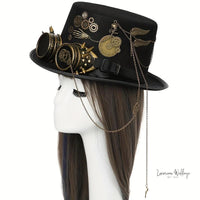 Steampunk Top Hat with Goggles - Victorian Costume Accessory Hat Luxurious Weddings