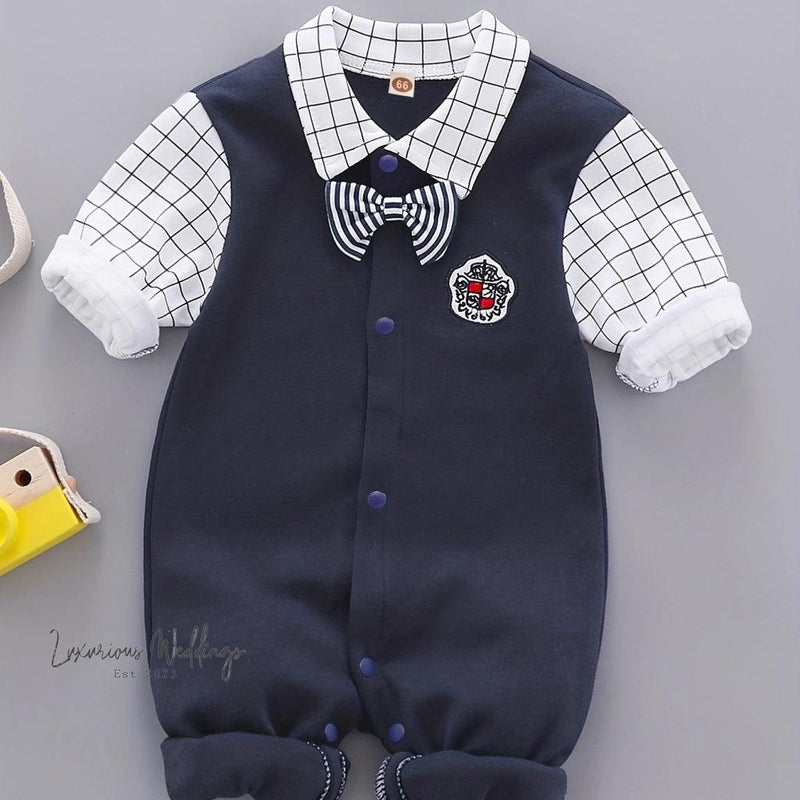 Stylish Plaid Baby Boy Suit - Cotton Blend, Hand Wash, Casual Ringbearers Luxurious Weddings