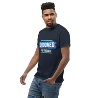 GROOMED FOR TROUBLE Bacherlor Party Novelty Classic Tee Tshirts Luxurious Weddings