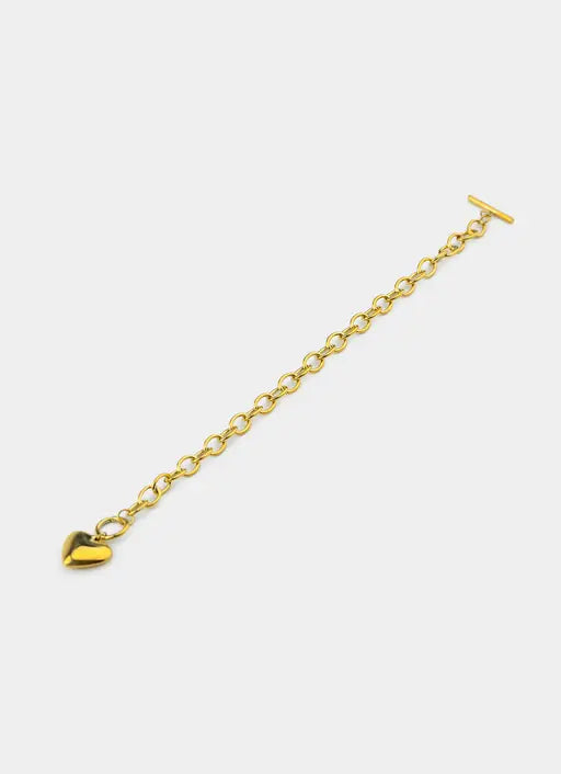 Bar and Clasp Heart Bracelet- 18K Gold Plated