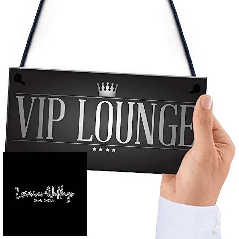 Vintage VIP Lounge: Hanging Man Cave Sign for Home Bar, signs Luxurious Weddings