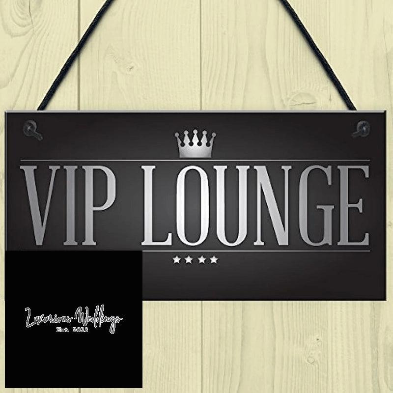 Vintage VIP Lounge: Hanging Man Cave Sign for Home Bar, signs Luxurious Weddings