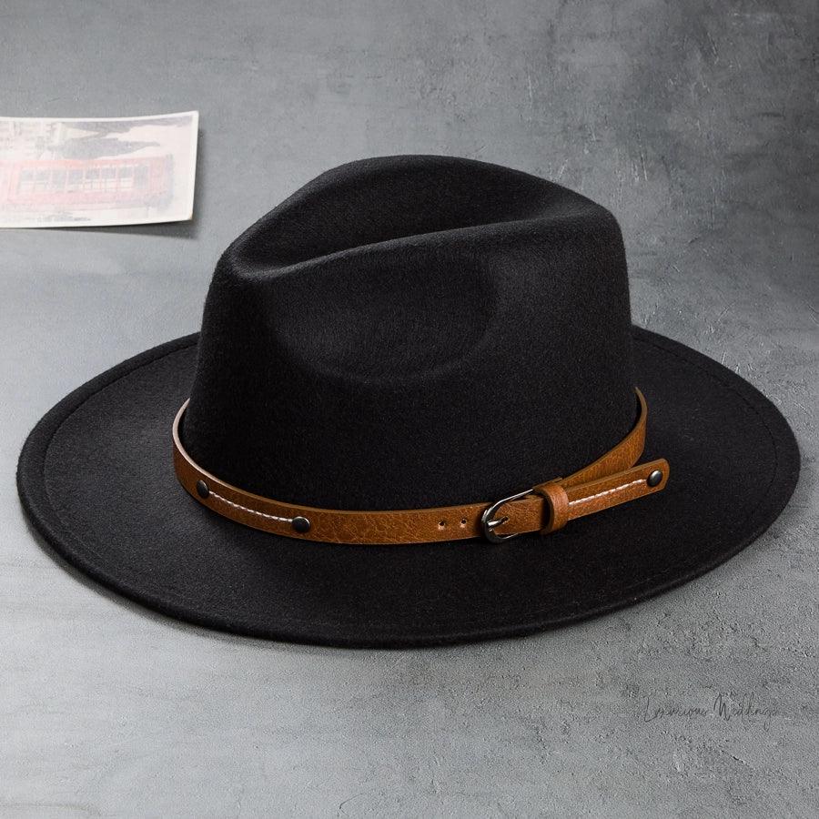 Vintage Wool Top Hat with Leather Buckle -Wedding Accessories Hats Luxurious Weddings