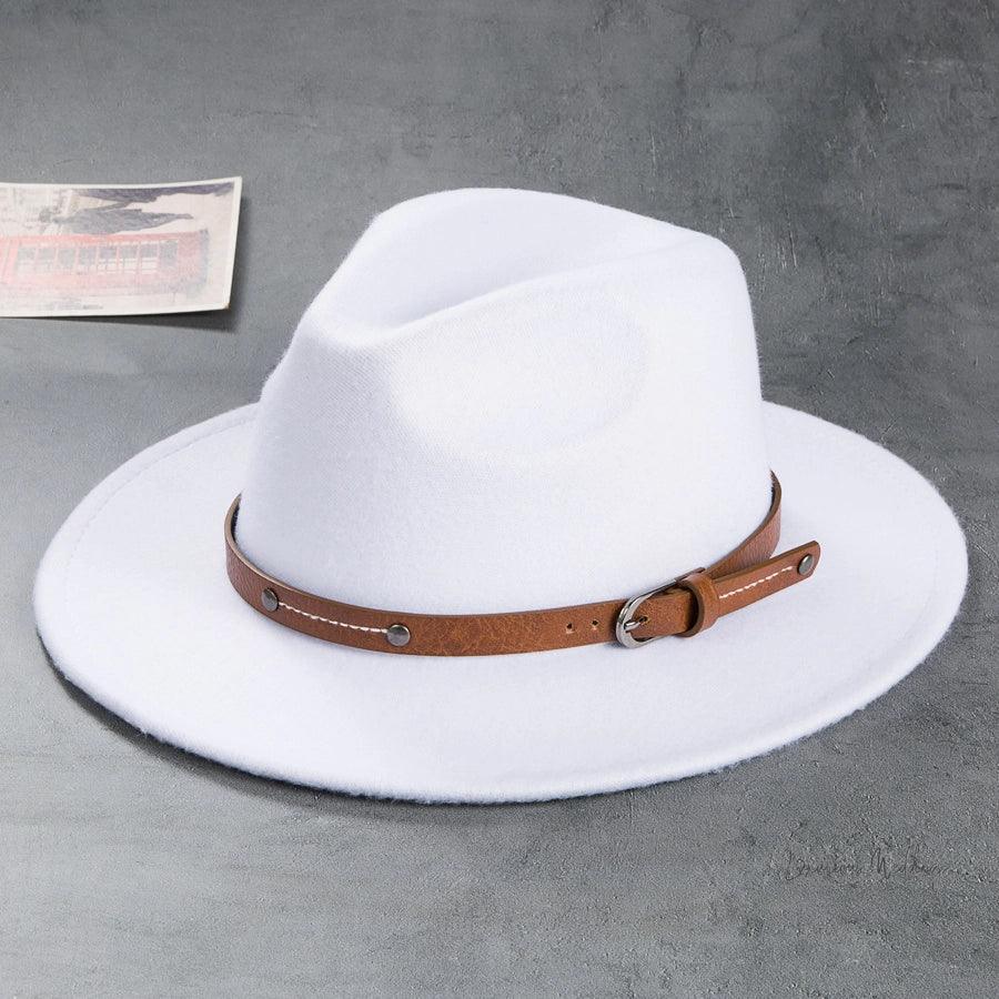 Vintage Wool Top Hat with Leather Buckle -Wedding Accessories Hats Luxurious Weddings