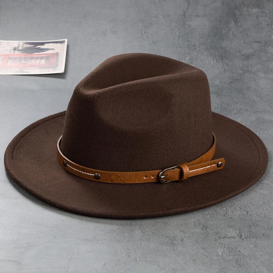 Vintage Wool Top Hat with Leather Buckle -Wedding Accessories Hats Luxurious Weddings
