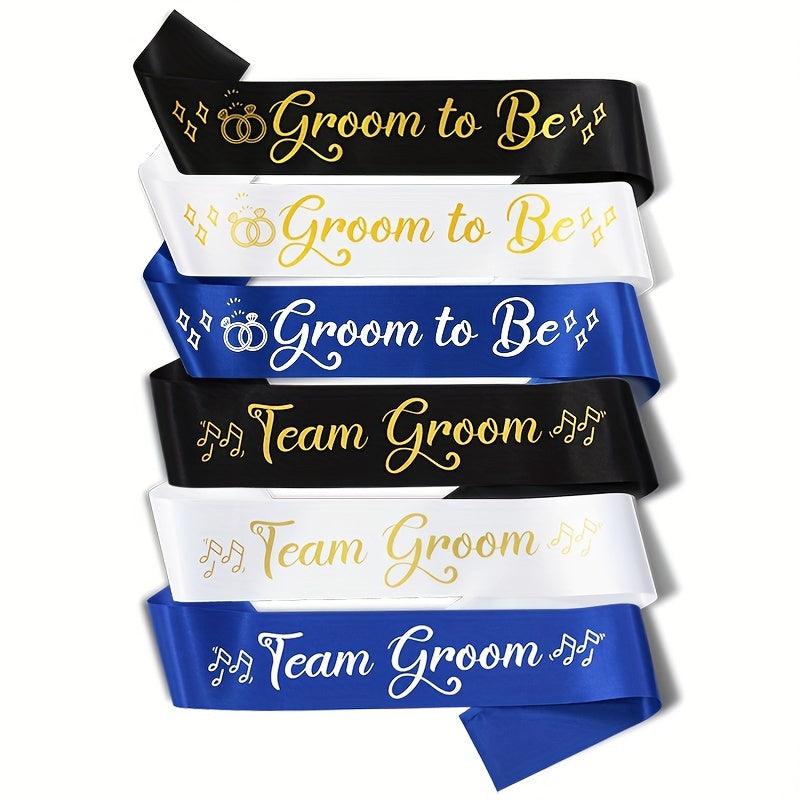 Wedding Party Sash Set - Groom to Be & Team Groom - 7pcs Team Groom Sashes Luxurious Weddings