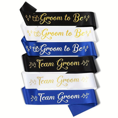 Wedding Party Sash Set - Groom to Be & Team Groom - 7pcs Team Groom Sashes Luxurious Weddings