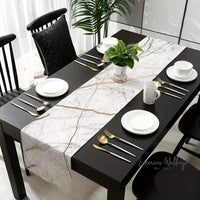 White Gray Marble Table Runner - 13''x72'' Table-Runner Luxurious Weddings