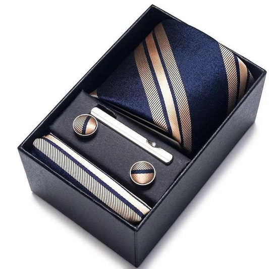 100% Silk Tie Handkerchief Cufflink Set For Men Neckties Luxurious Weddings