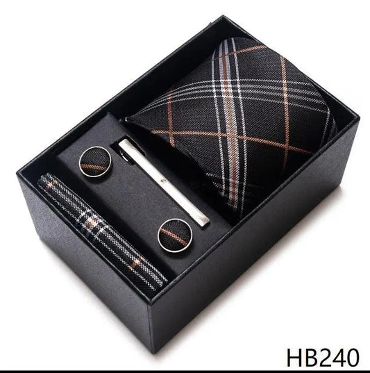 100% Silk Tie Handkerchief Cufflink Set For Men Neckties Luxurious Weddings