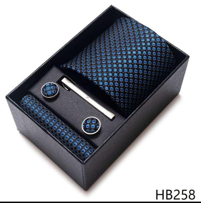 100% Silk Tie Handkerchief Cufflink Set For Men Neckties Luxurious Weddings