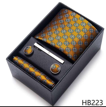 100% Silk Tie Handkerchief Cufflink Set For Men Neckties Luxurious Weddings