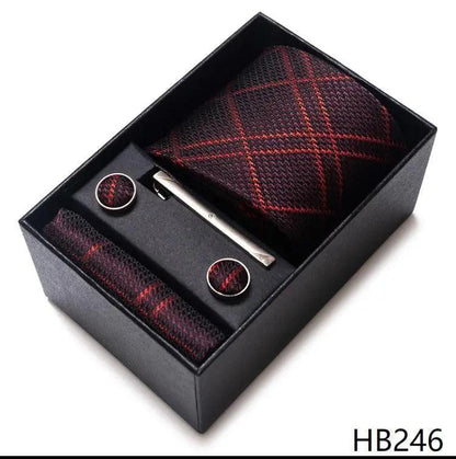 100% Silk Tie Handkerchief Cufflink Set For Men Neckties Luxurious Weddings