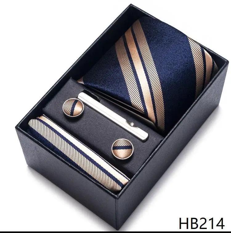 100% Silk Tie Handkerchief Cufflink Set For Men - Luxurious Weddings