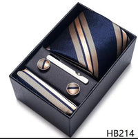 100% Silk Tie Handkerchief Cufflink Set For Men - Luxurious Weddings