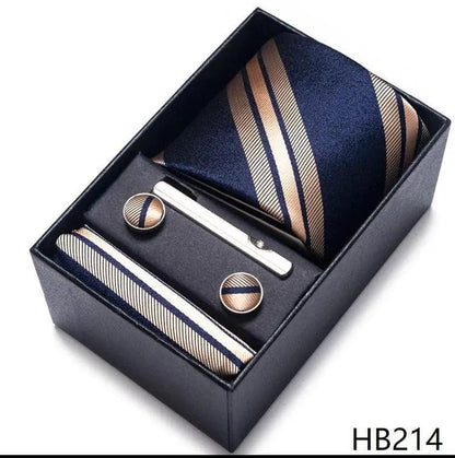100% Silk Tie Handkerchief Cufflink Set For Men Neckties Luxurious Weddings