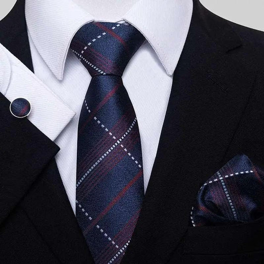 100% Silk Tie Hankie Cufflink Set Neckties Luxurious Weddings