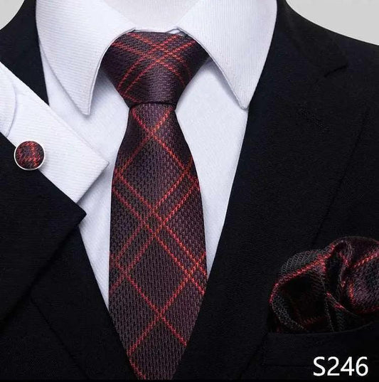 100% Silk Tie Hankie Cufflink Set Neckties Luxurious Weddings