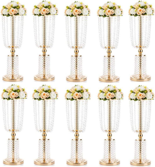 12pcs Acrylic Crystal Lead Table Flower Stand Centerpiece Centerpieces Luxurious Weddings