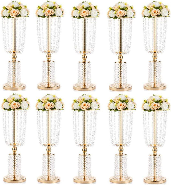 12pcs Acrylic Crystal Lead Table Flower Stand Centerpiece - Luxurious Weddings