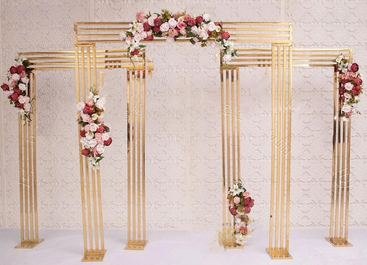 2.2M high Shiny Gold Plated Square Screen Backdrop Backdrops Luxurious Weddings