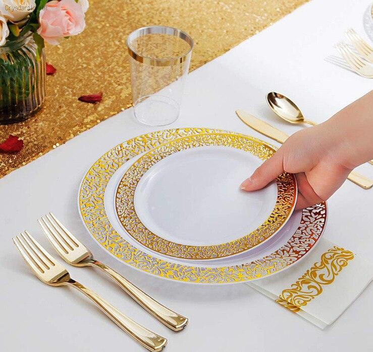 20-Piece Disposable Tableware Dinnerware Luxurious Weddings