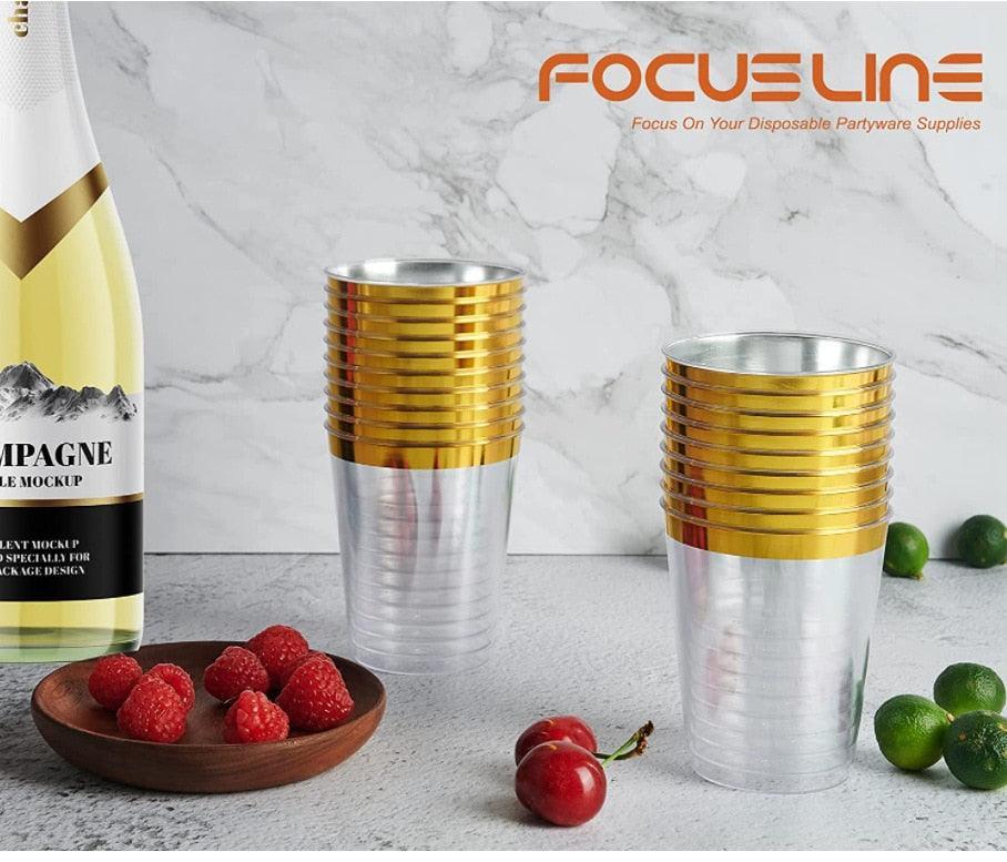20/50/100pcs Golden Plastic Cup 9 oz Disposable Cup 0 Luxurious Weddings
