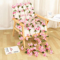 230cm Pink Cherry Blossom Silk Artificial Vine Artificial Flowers Luxurious Weddings