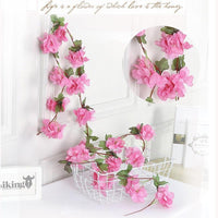 230cm Pink Cherry Blossom Silk Artificial Vine Artificial Flowers Luxurious Weddings