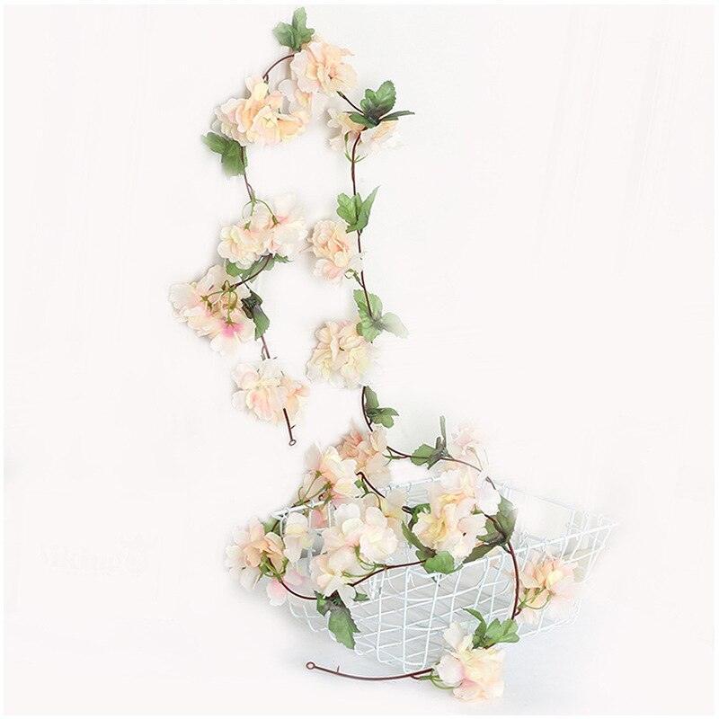 230cm Pink Cherry Blossom Silk Artificial Vine Artificial Flowers Luxurious Weddings