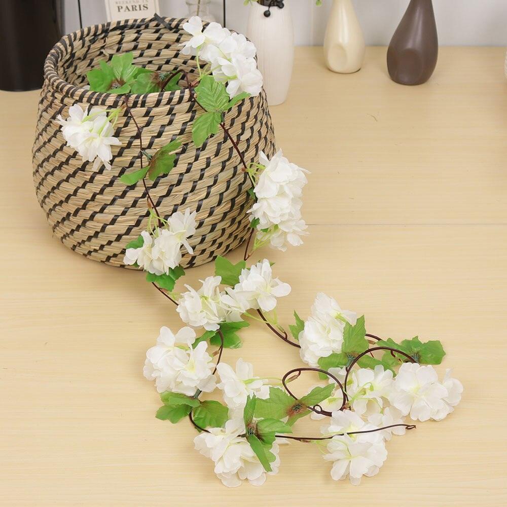 230cm Pink Cherry Blossom Silk Artificial Vine Artificial Flowers Luxurious Weddings