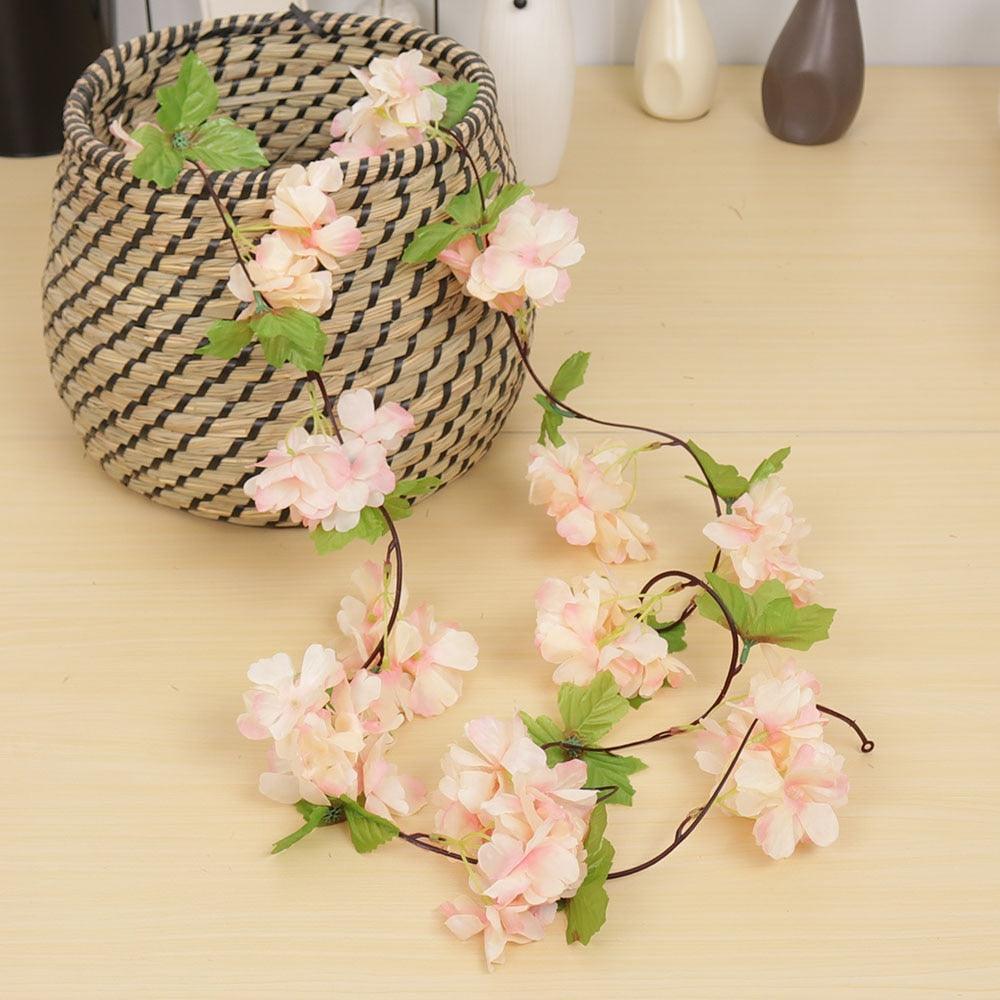 230cm Pink Cherry Blossom Silk Artificial Vine Artificial Flowers Luxurious Weddings