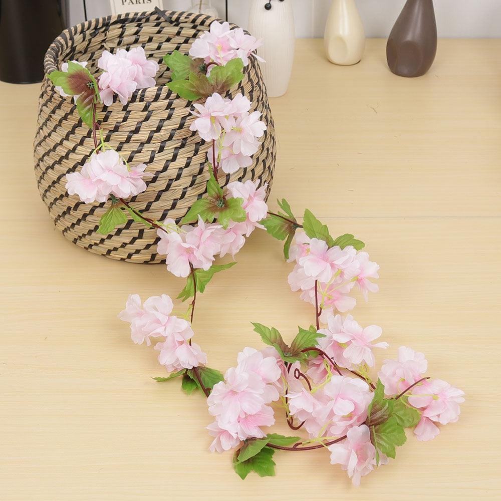 230cm Pink Cherry Blossom Silk Artificial Vine Artificial Flowers Luxurious Weddings