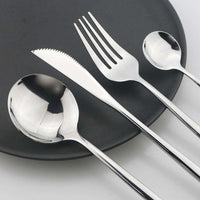 24Pcs Black Handle Golden Cutlery Set Knife Set Luxurious Weddings