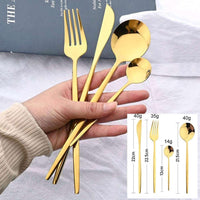 24Pcs Black Handle Golden Cutlery Set Knife Set Luxurious Weddings
