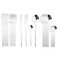 24Pcs Black Handle Golden Cutlery Set Knife Set Luxurious Weddings