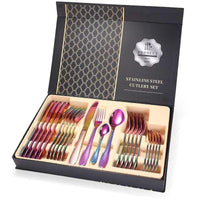 24Pcs/set Luxury Gold Stainless Steel Cutlery Set - Luxurious Weddings