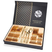 24Pcs/set Luxury Gold Stainless Steel Cutlery Set - Luxurious Weddings