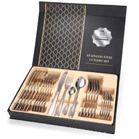 24Pcs/set Luxury Gold Stainless Steel Cutlery Set Gifts for her Luxurious Weddings